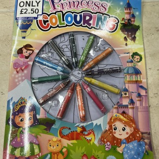 Princess colouring book with pencils