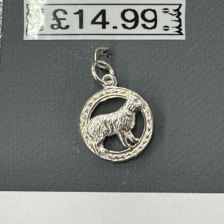 Sterling silver manx cat in circle charm