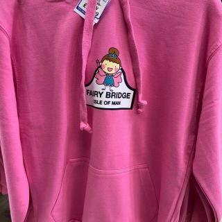 Adult hoodie. Pink fairy bridge design xs