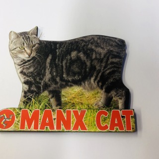 Wood Manx cat magnet
